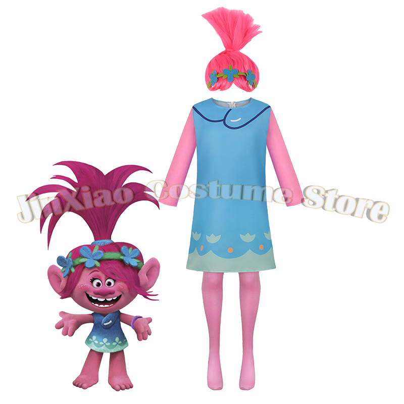 Kids Cosplay Anime - Costume da principessa magica Poppy, abiti
