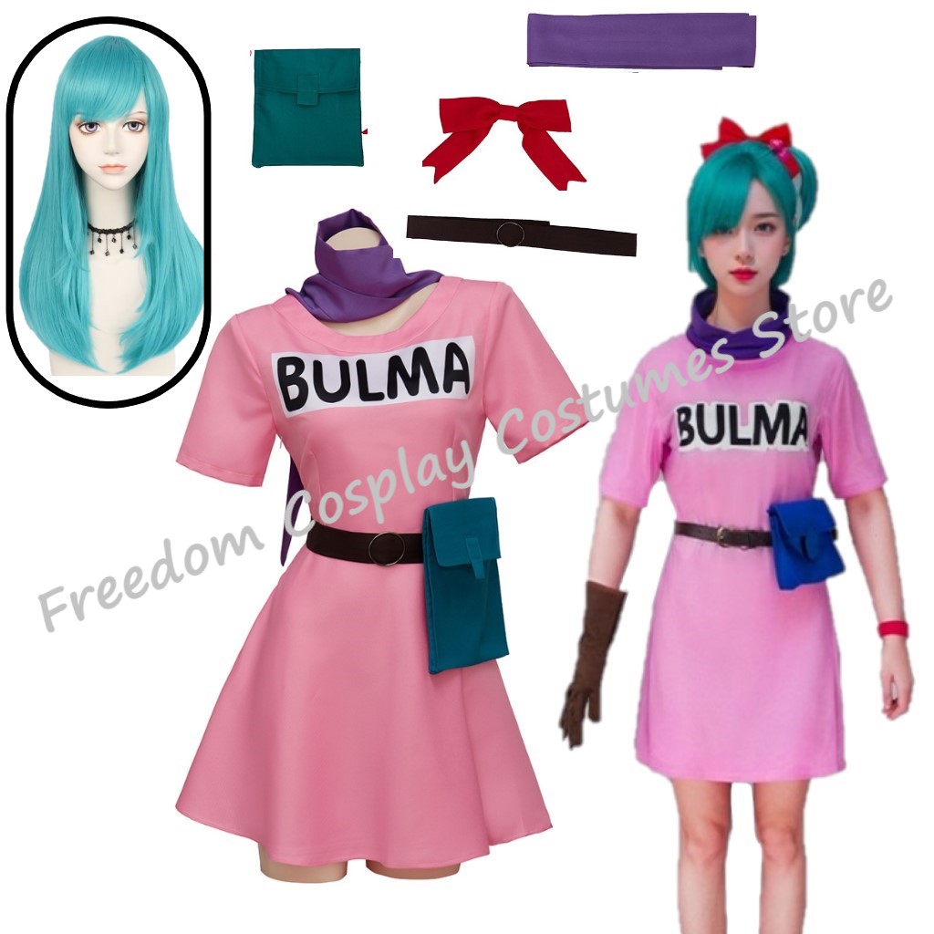 Dragon Ball Saiyan Armor - Anime Bulma Costume Cosplay Abito rosa